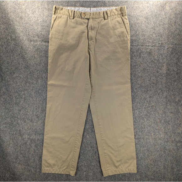 Peter Millar Chino Pants 34 Men's Flat Front 100% Pima Cotton Khaki Beige - Picture 1 of 7